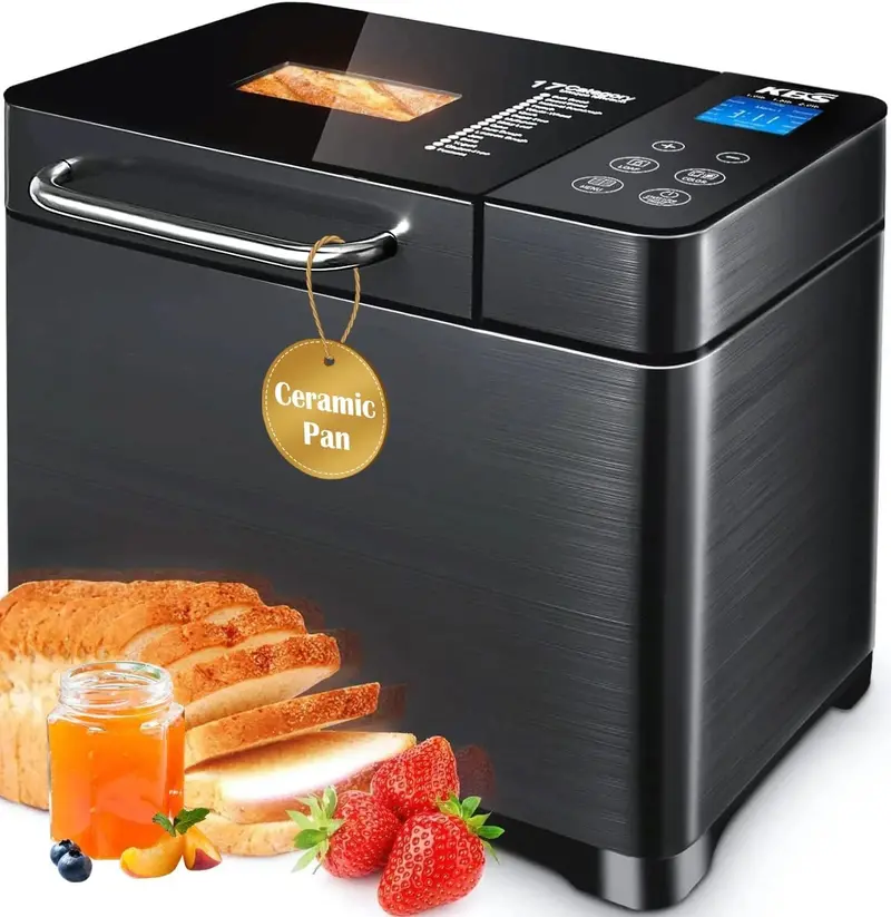 KBS 17-in-1 Stainless Steel Bread Maker – Dual Heating Elements and Programmable Baking Modes