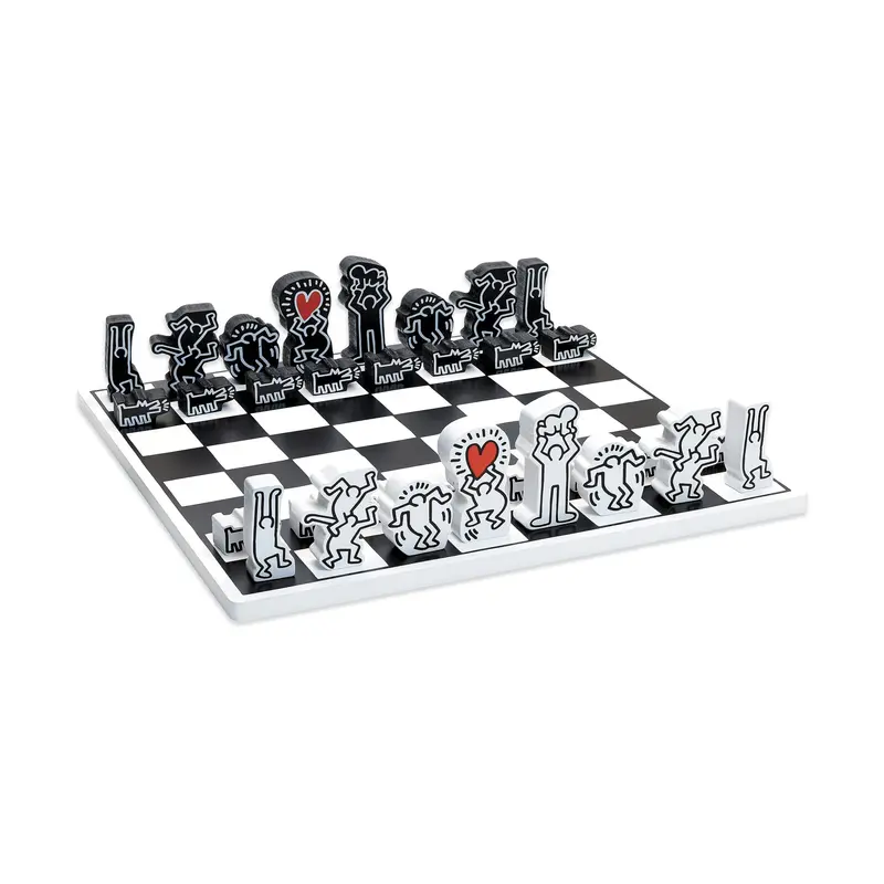 Keith Haring Wooden Chess Set – Illustrated Collectible Game Board Set