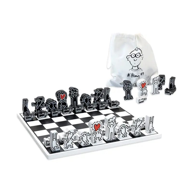 Keith Haring Wooden Chess Set – Illustrated Collectible Game Board Set