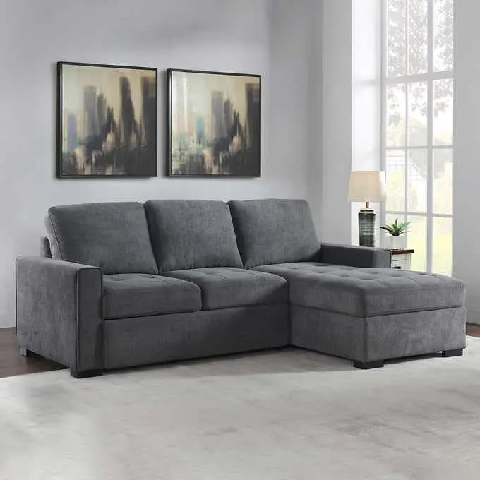 Kendale Modern Sleeper Sectional Sofa – Convertible Chaise Design with Hidden Storage Compartment