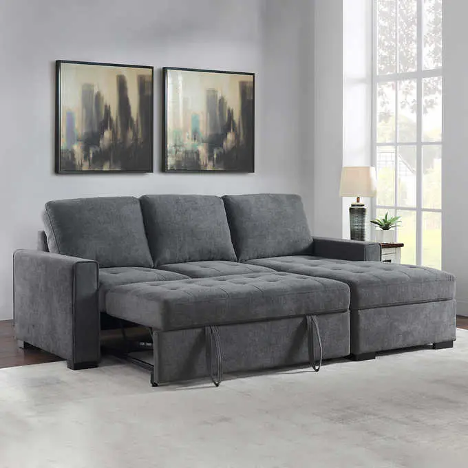 Kendale Modern Sleeper Sectional Sofa – Convertible Chaise Design with Hidden Storage Compartment