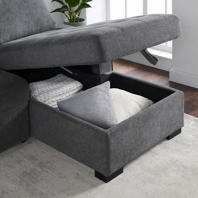 Kendale Modern Sleeper Sectional Sofa – Convertible Chaise Design with Hidden Storage Compartment