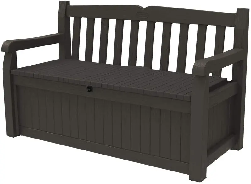 Keter Solana 70-Gallon Weatherproof Outdoor Storage Bench for Patio, Garden, and Pool Equipment