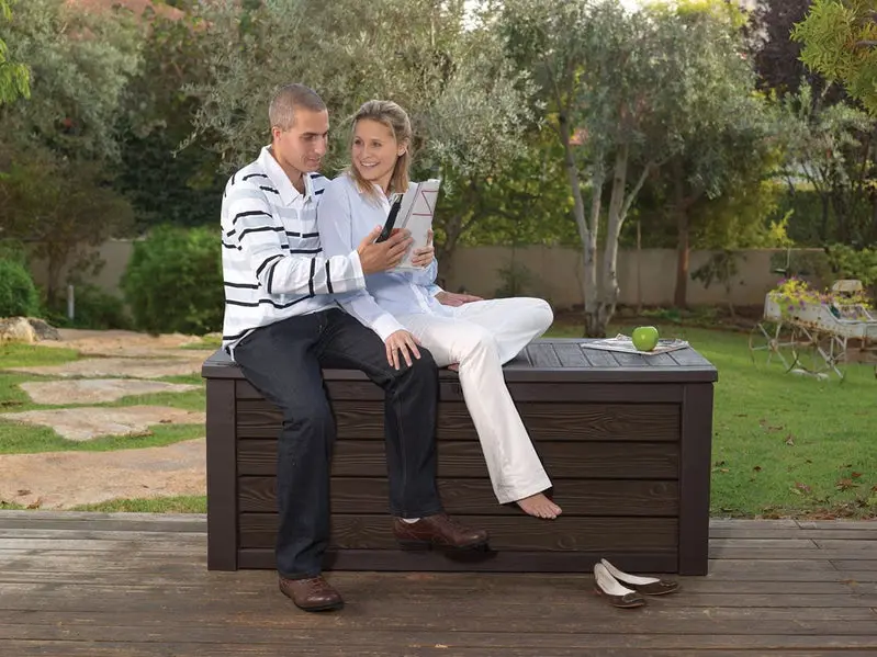 Keter Westwood 150-Gallon Heavy-Duty Deck Box – Durable Resin Outdoor Storage Solution for Furniture, Cushions & Gear