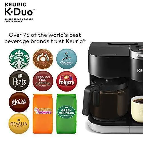 Keurig K-Duo Dual-Brew Coffee Maker – Brews Both Single-Serve K-Cups and 12-Cup Carafes with Ground Coffee Support