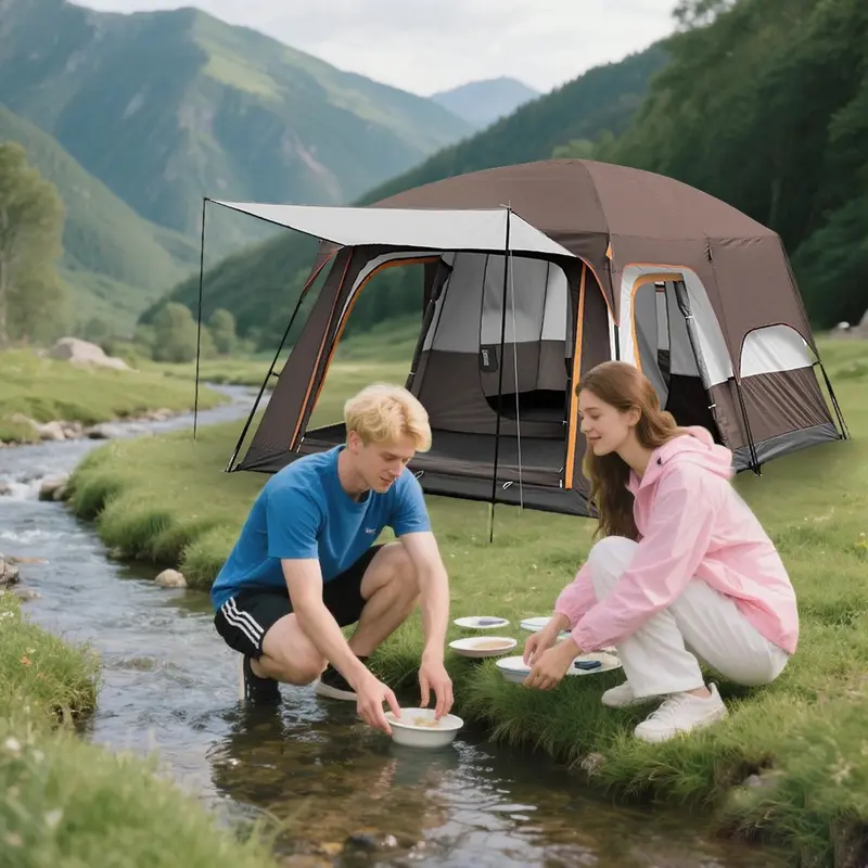 KFeng Family Camping Tent – 12-Person 2-Room Outdoor Shelter with Triple Entry, Mesh Ventilation, and Weather-Resistant Design