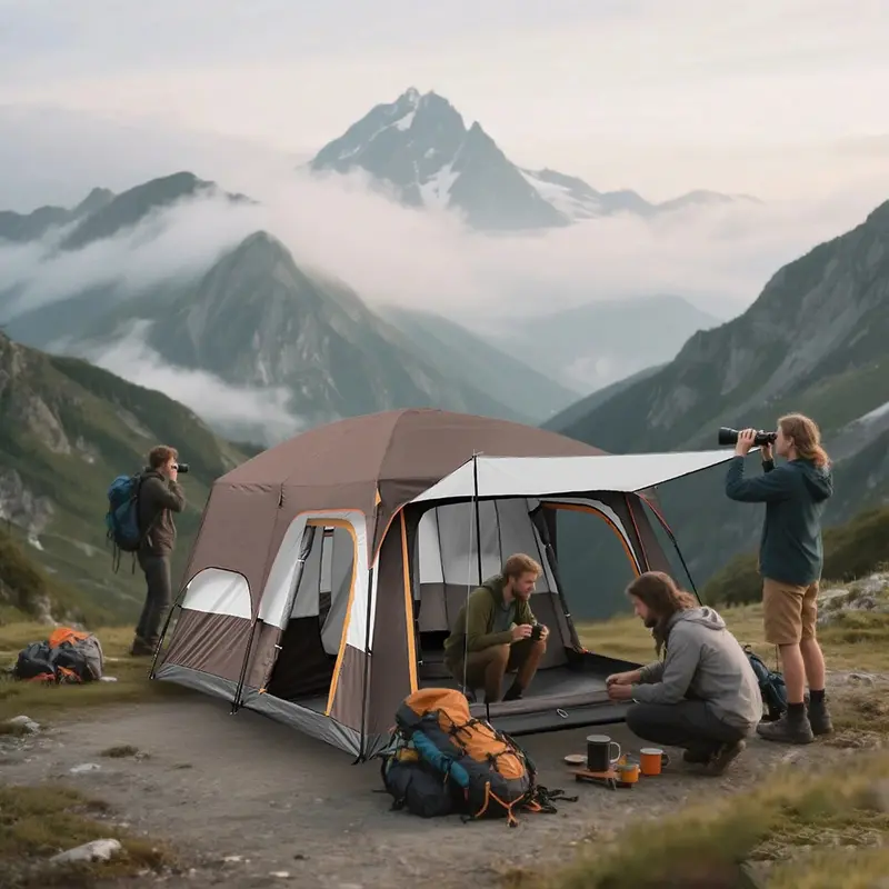 KFeng Family Camping Tent – 12-Person 2-Room Outdoor Shelter with Triple Entry, Mesh Ventilation, and Weather-Resistant Design