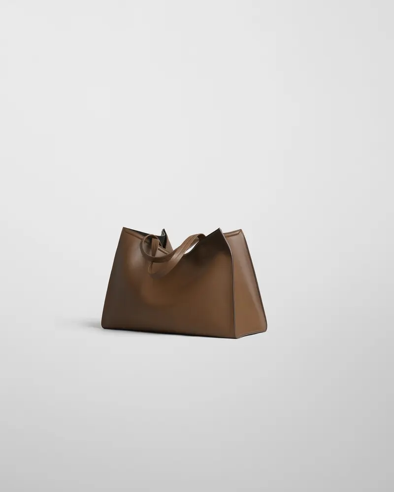 Khaki Leather Large Slouch Cabas Tote 2
