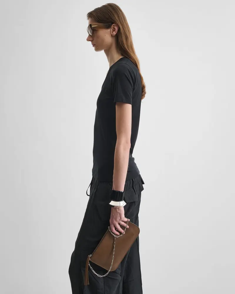 Khaki Leather Slip Pouch Bag 2