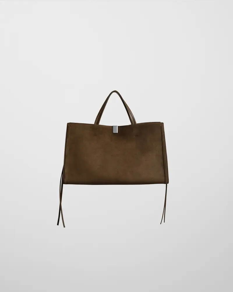 Khaki Suede Medium Kit Cabas Tote Bag