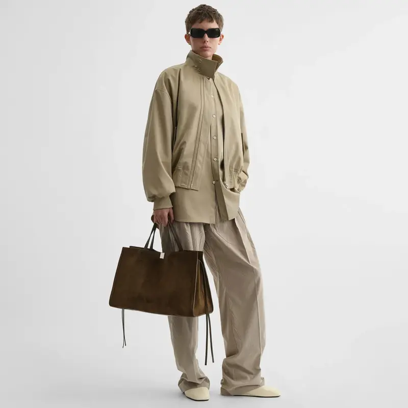 Khaki Suede Medium Kit Cabas Tote Bag 2