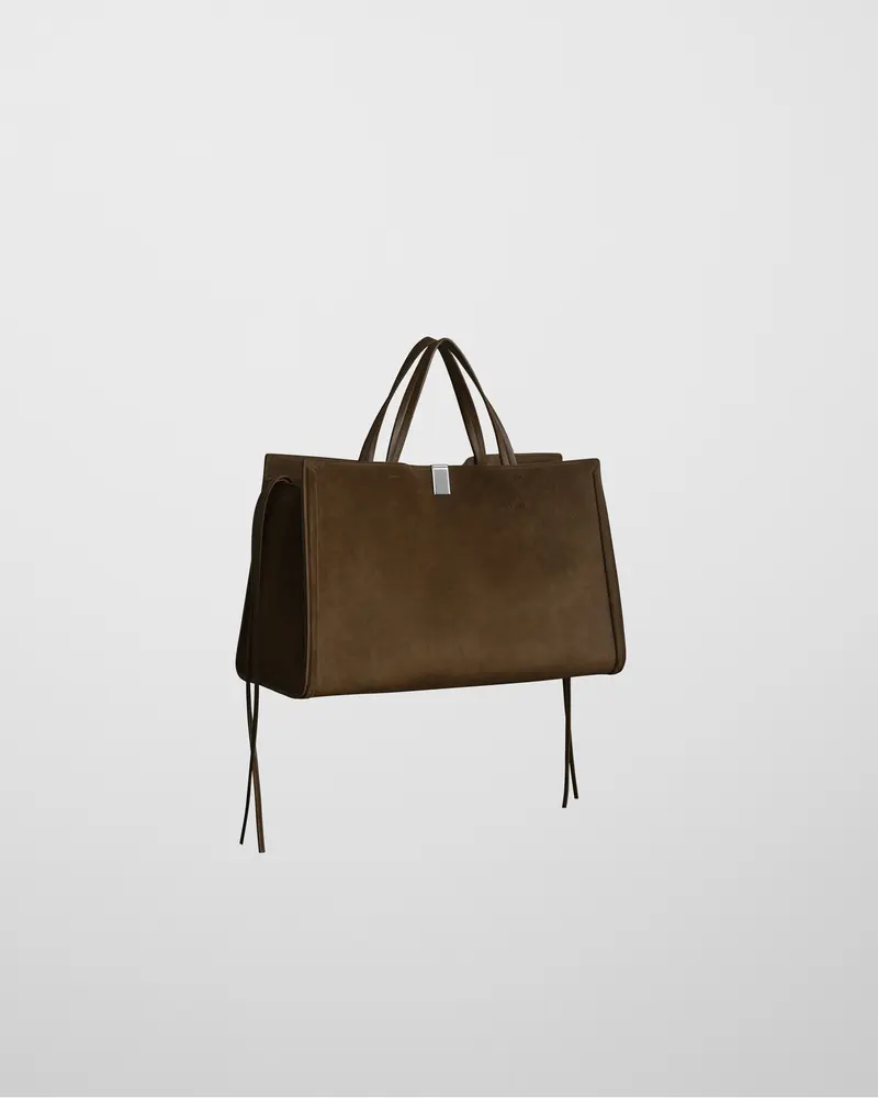 Khaki Suede Medium Kit Cabas Tote Bag