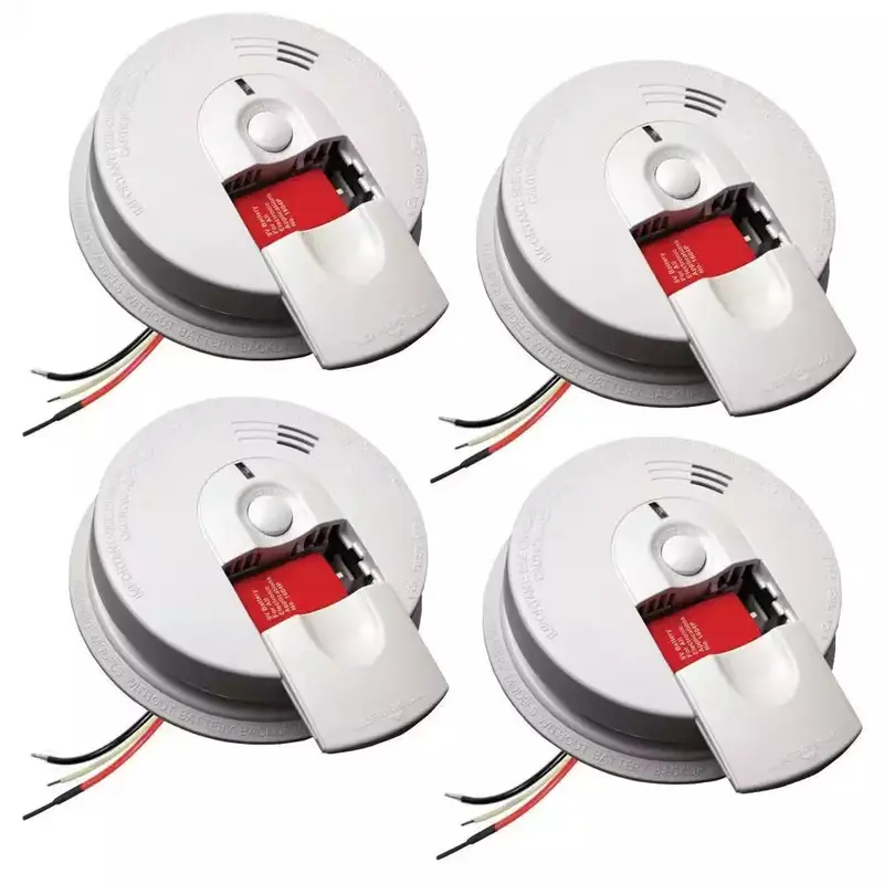 Kidde Firex i4618 Hardwired Smoke Alarms – 4-Pack Ionization Detectors with Backup Battery and Interconnect Support