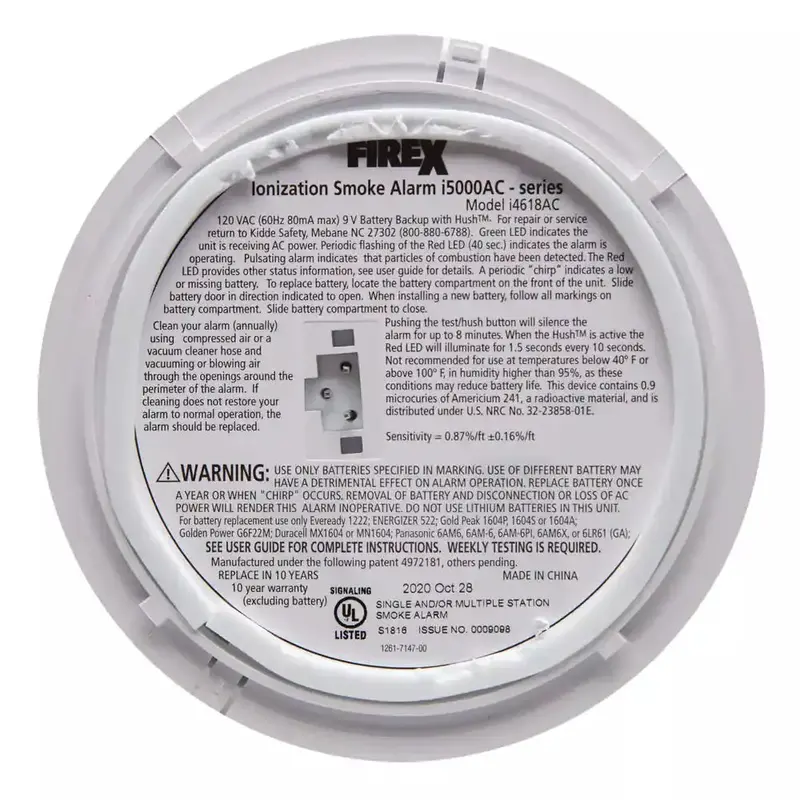 Kidde Firex i4618 Hardwired Smoke Alarms – 4-Pack Ionization Detectors with Backup Battery and Interconnect Support