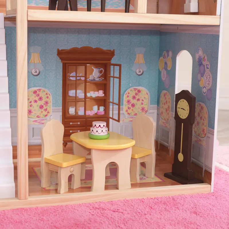 KidKraft Majestic Mansion Wooden Dollhouse – Three-Level Playset Featuring 34 Decorative Accessories