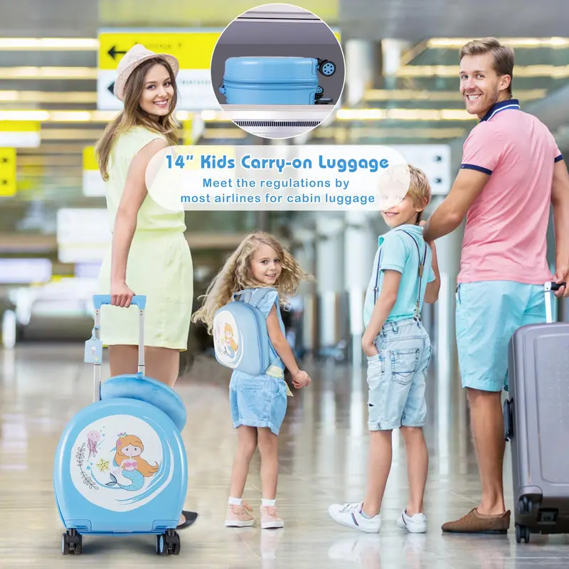 Kids' 4-Piece Travel Set: Hardside Spinner Carry-On + Matching Backpack 2