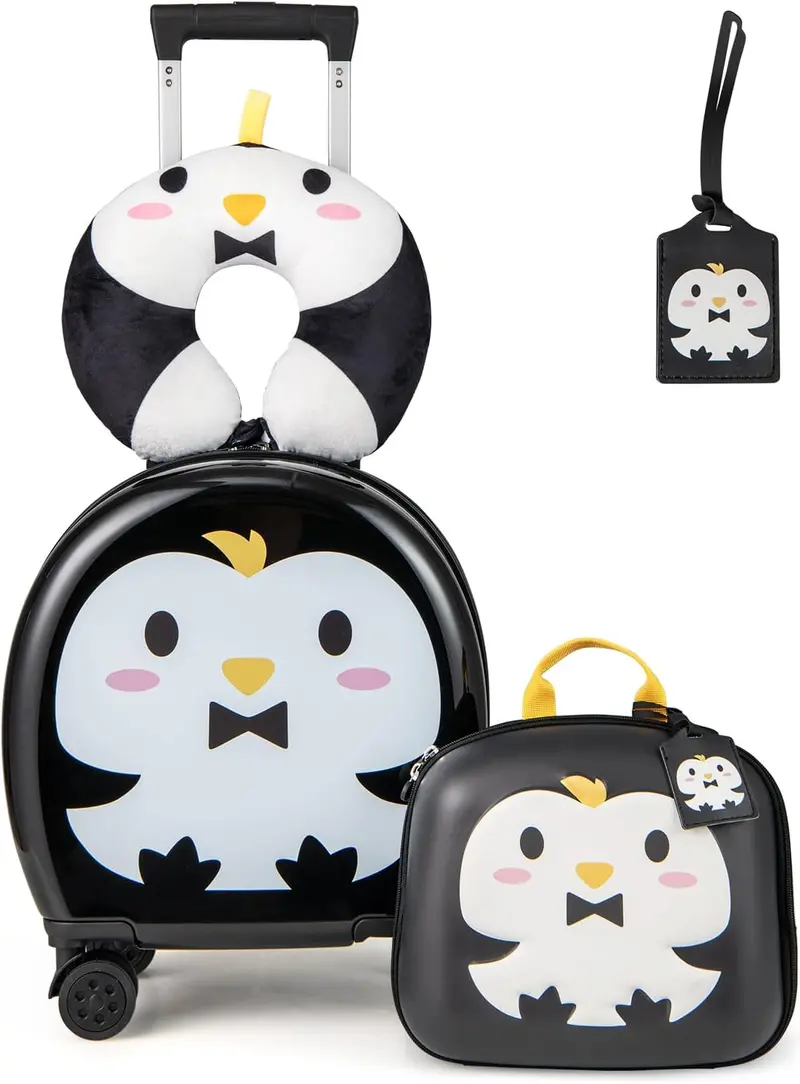 Kids' 4-Piece Travel Set: Hardside Spinner Carry-On + Matching Backpack