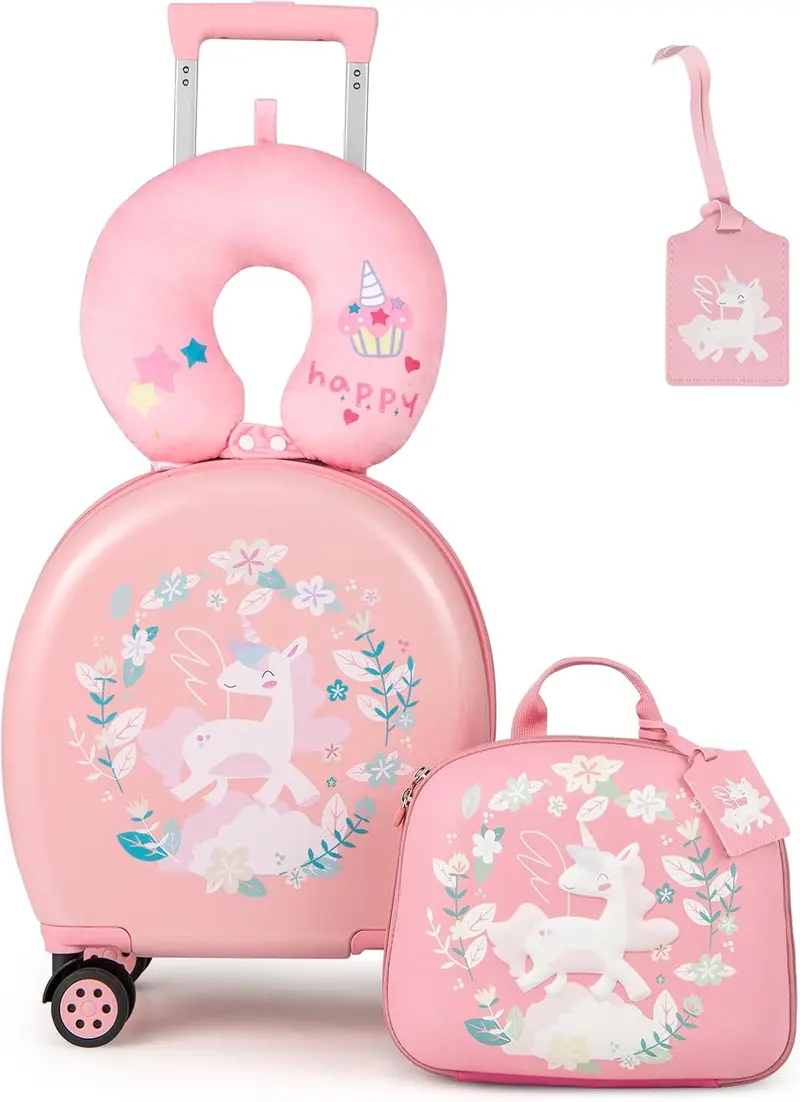 Kids' 4-Piece Travel Set: Hardside Spinner Carry-On + Matching Backpack