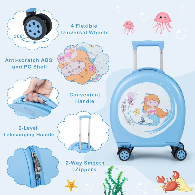 Kids' 4-Piece Travel Set: Hardside Spinner Carry-On + Matching Backpack