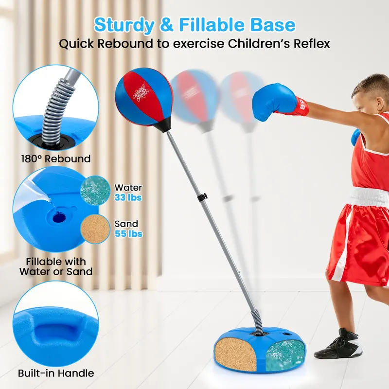 Kids’ Adjustable Boxing Training Set – Includes Reflex Ball, Soft-Strike Punching Bag & Safety-Focused Components