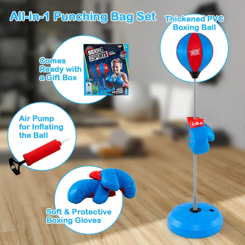 Kids’ Adjustable Boxing Training Set – Includes Reflex Ball, Soft-Strike Punching Bag & Safety-Focused Components