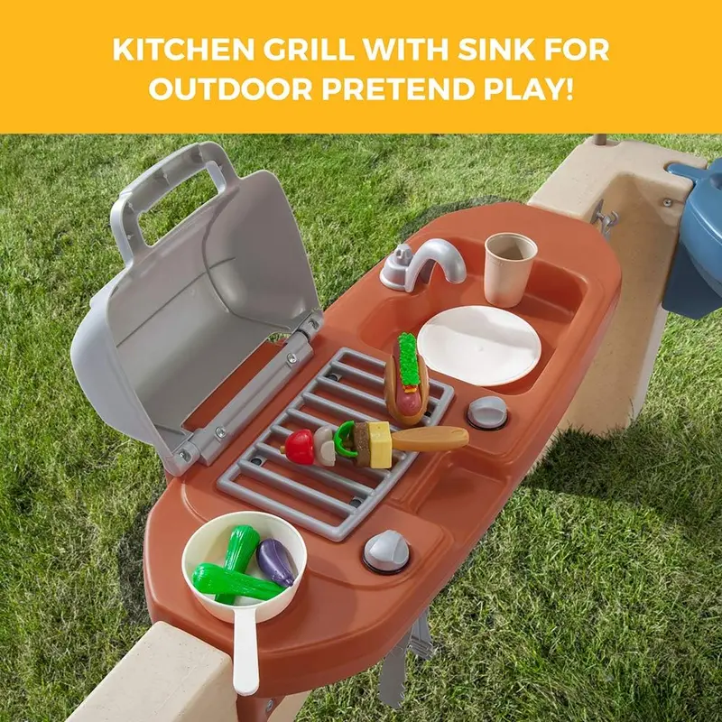 Kids’ Canopy Patio Playset – Dual-Use Indoor/Outdoor Kitchen-Themed Activity Center
