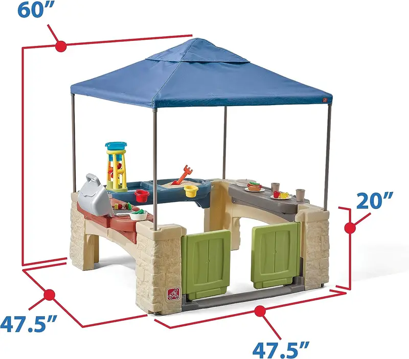 Kids’ Canopy Patio Playset – Dual-Use Indoor/Outdoor Kitchen-Themed Activity Center