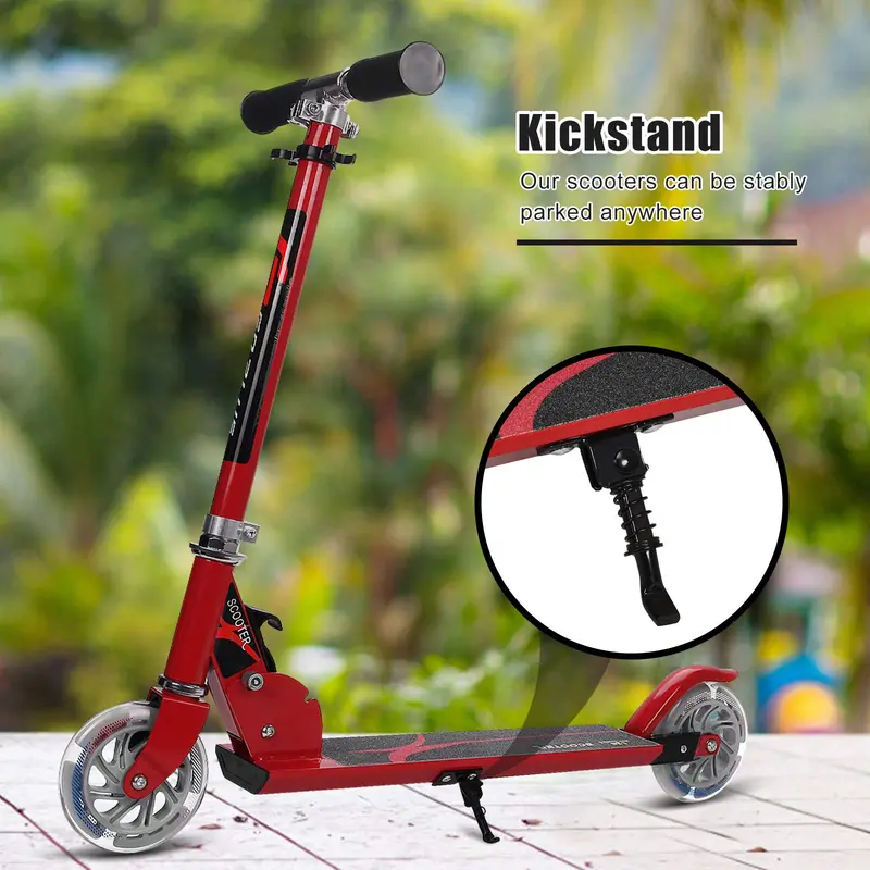 Kids' Lightweight Folding Kick Scooter with Illuminated LED Wheels and Durable Aluminum Frame