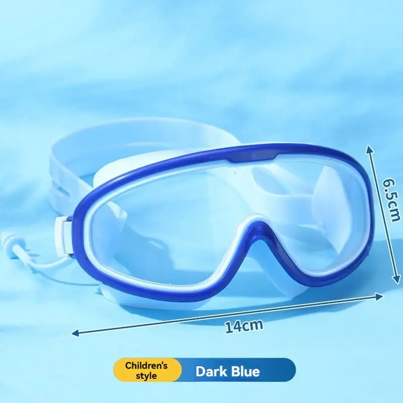 Kids’ Oversized Swimming Goggles – Anti-Fog HD Lenses with Built-In Earplugs for Water Play