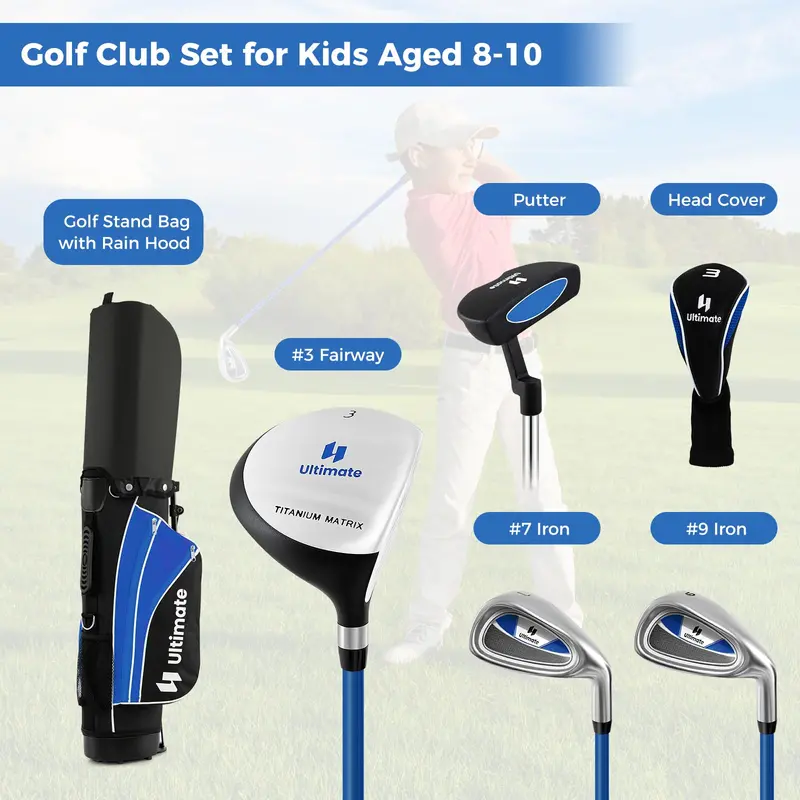 Kids’ Right-Handed Golf Set for Ages 8–10 — Compact Starter Kit with Stand Bag 2