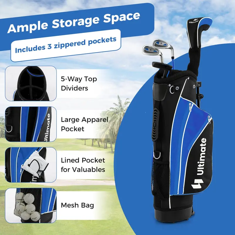 Kids’ Right-Handed Golf Set for Ages 8–10 — Compact Starter Kit with Stand Bag