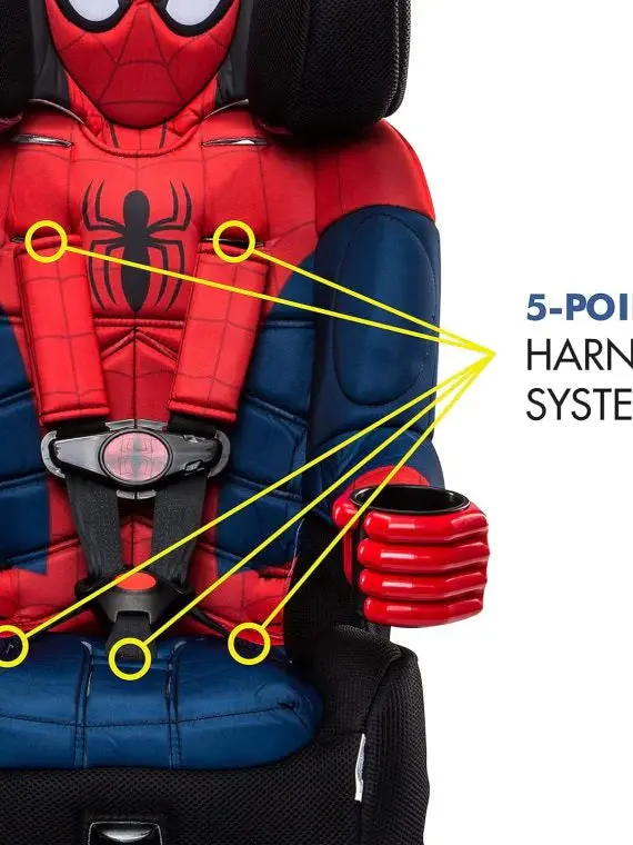 KidsEmbrace Spider-Man 2-in-1 Car Seat – Convertible Booster with LATCH and 5-Point Harness