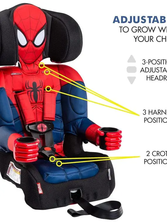KidsEmbrace Spider-Man 2-in-1 Car Seat – Convertible Booster with LATCH and 5-Point Harness