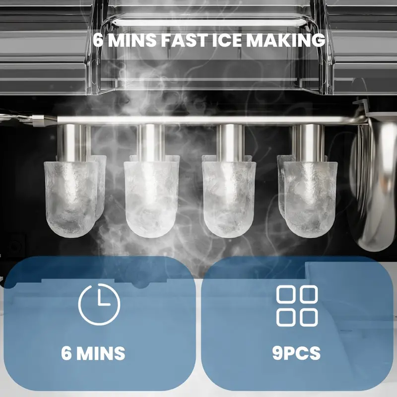 KISSAIR Countertop Portable Ice Maker — Produces Up to 26 Pounds of Ice Per Day, Self-Cleaning Function, Rapid Cycle Time, Space-Saving Design
