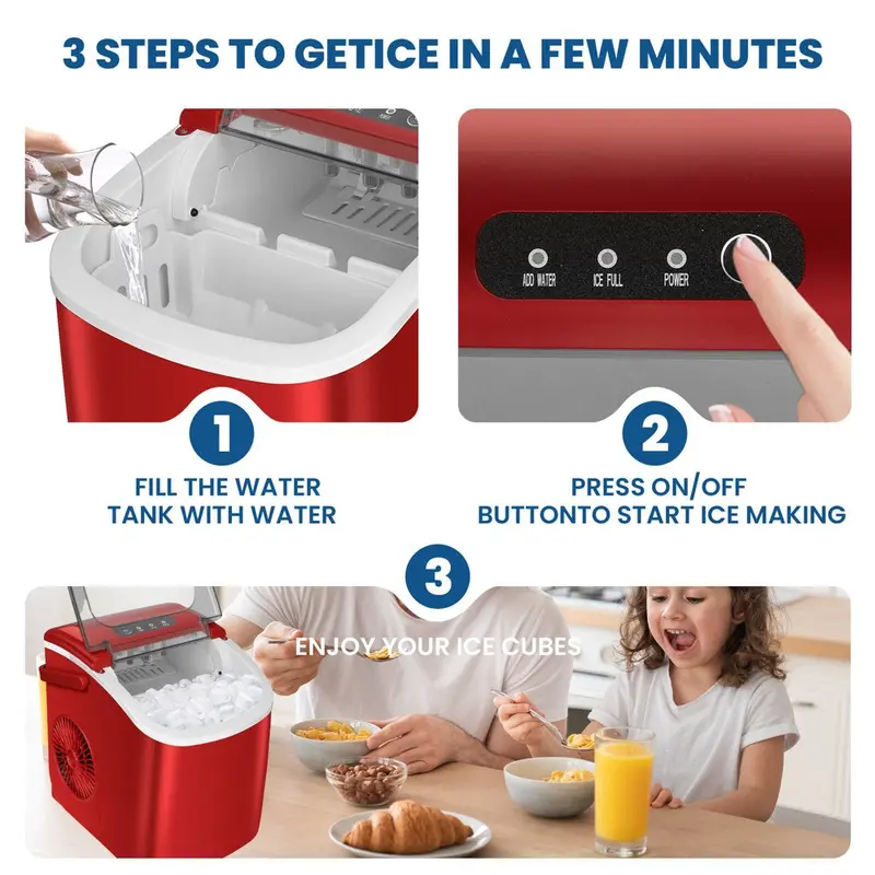 KISSAIR Countertop Portable Ice Maker — Produces Up to 26 Pounds of Ice Per Day, Self-Cleaning Function, Rapid Cycle Time, Space-Saving Design