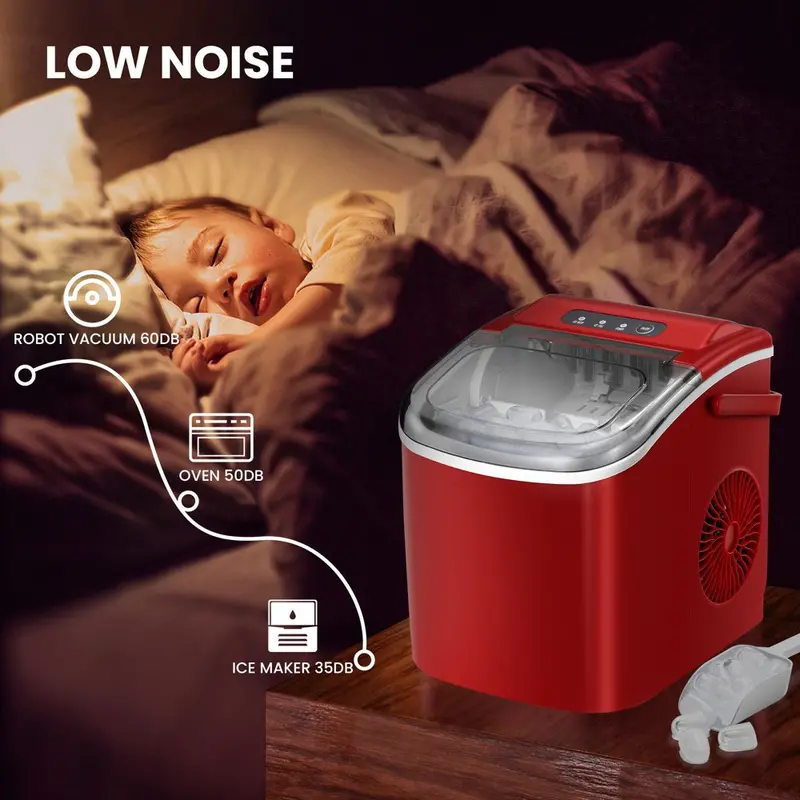 KISSAIR Countertop Portable Ice Maker — Produces Up to 26 Pounds of Ice Per Day, Self-Cleaning Function, Rapid Cycle Time, Space-Saving Design