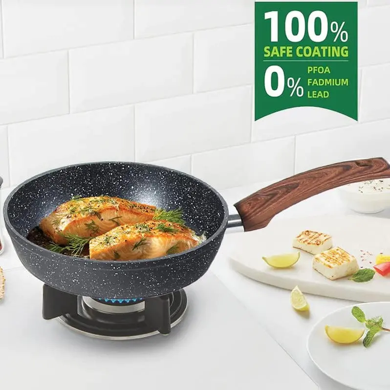 Kitchen Academy 12-Piece Eco-Friendly Granite Nonstick Cookware Set for Induction Stoves