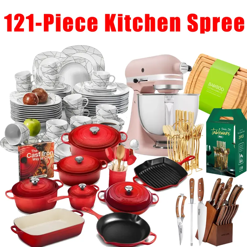 Kitchen Spree 121-Piece Cookware & Utensil Set – Complete All-in-One Culinary Starter Collection