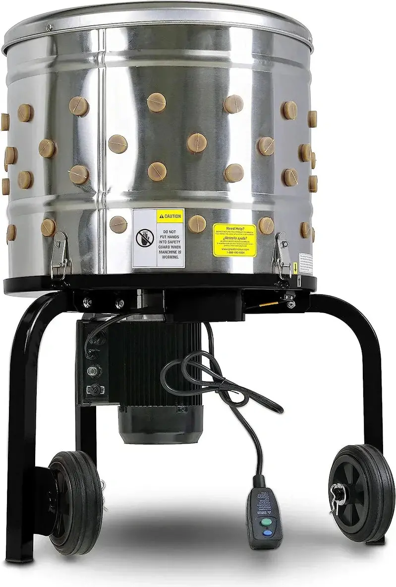 Kitchener Chicken Plucker – 1HP Electric Poultry Processing Machine with 92 Soft Rubber Fingers and Stove-Safe GFCI Plug