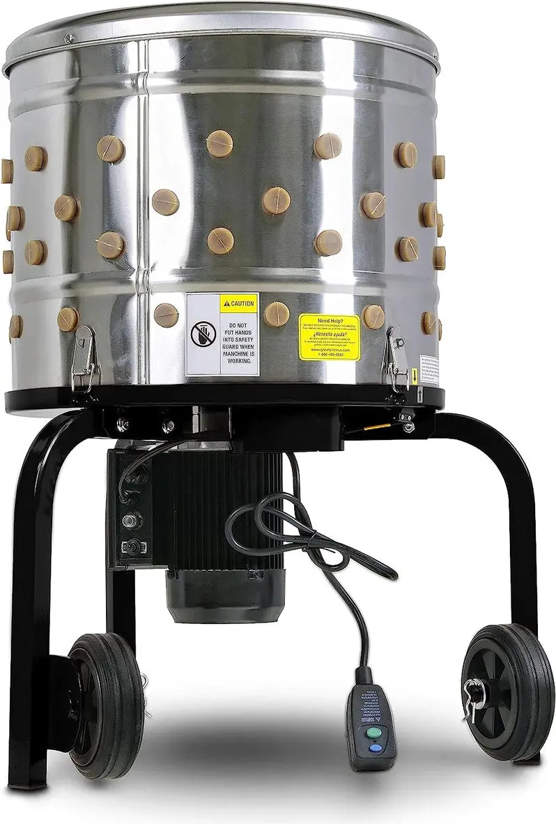 Kitchener Heavy-Duty Chicken Plucker – 1 HP Electric Poultry De-Feathering Machine Featuring 92 Flexible Rubber Fingers