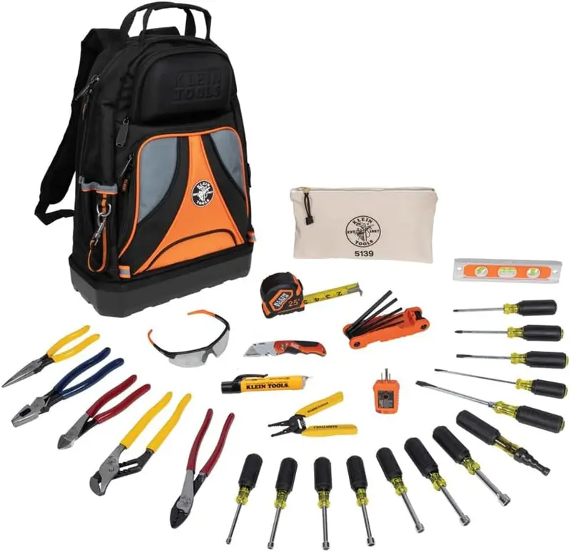Klein Tools 80028 28-Piece Professional Hand Tool Set – Complete Kit in Rugged Backpack Carry Case