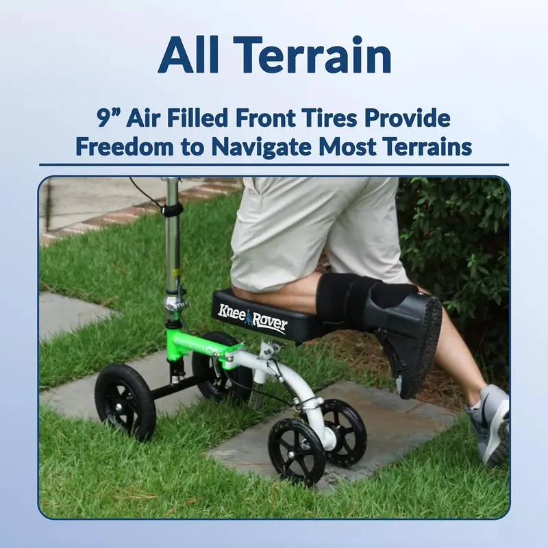KneeRover GO HYBRID Knee Scooter – Compact All-Terrain Mobility Device with Adjustable Height and Race Car Green Finish