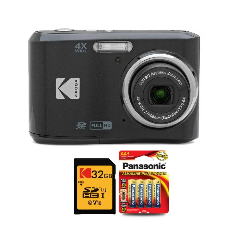 Kodak PIXPRO FZ45 16MP Digital Camera – 45x Optical Zoom, Black Body + 32GB SD Card Bundle