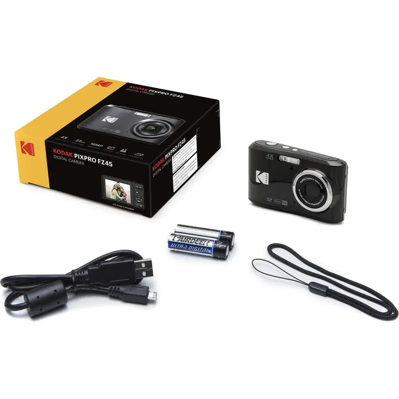 Kodak PIXPRO FZ45 16MP Digital Camera – 45x Optical Zoom, Black Body + 32GB SD Card Bundle