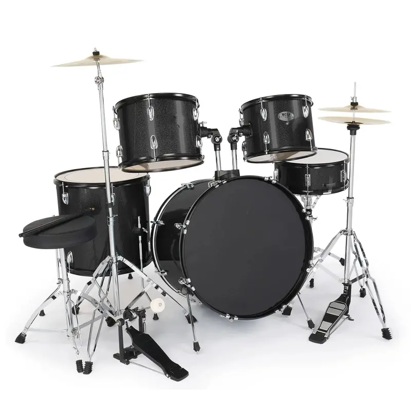 Ktaxon 5-Piece Full-Size Adult Drum Set — Includes 22" Bass Drum, Cymbals, Adjustable Throne & Drumsticks
