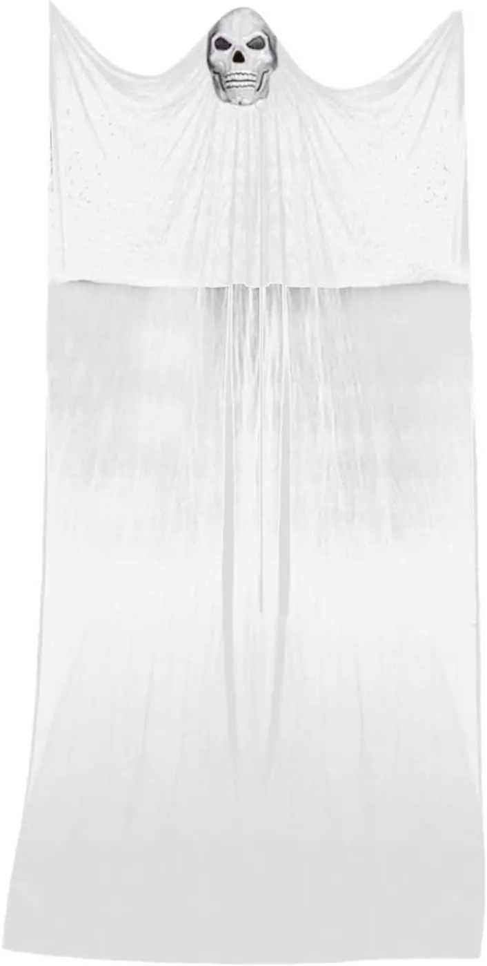 Large Yarn-Wrapped LED Ghost Hanging Light – Indoor/Outdoor Spooky Halloween Decor