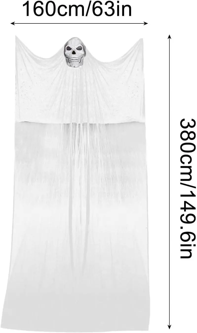 Large Yarn-Wrapped LED Ghost Hanging Light – Indoor/Outdoor Spooky Halloween Decor