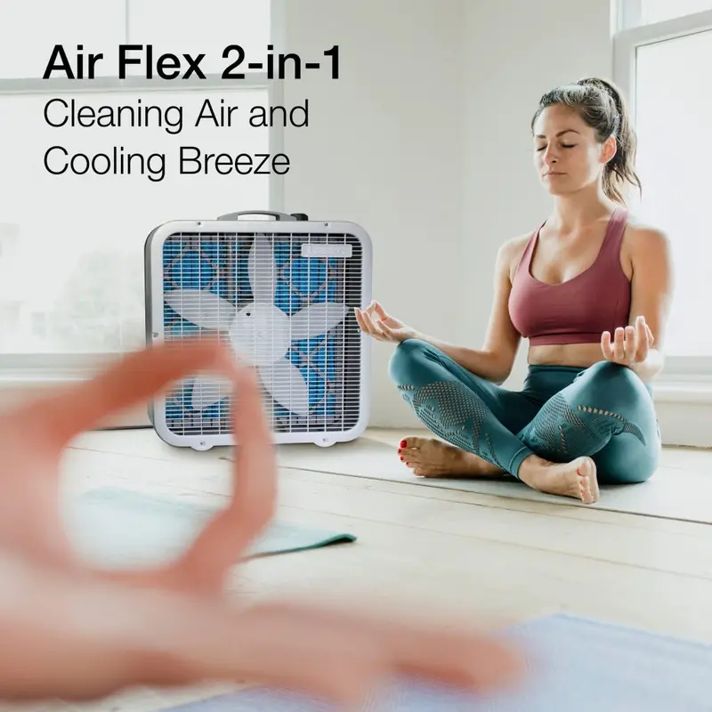Lasko FF305 Dual-Function Fan – 20" Oscillating Box Fan & Air Purifier, 3-Speed White Model