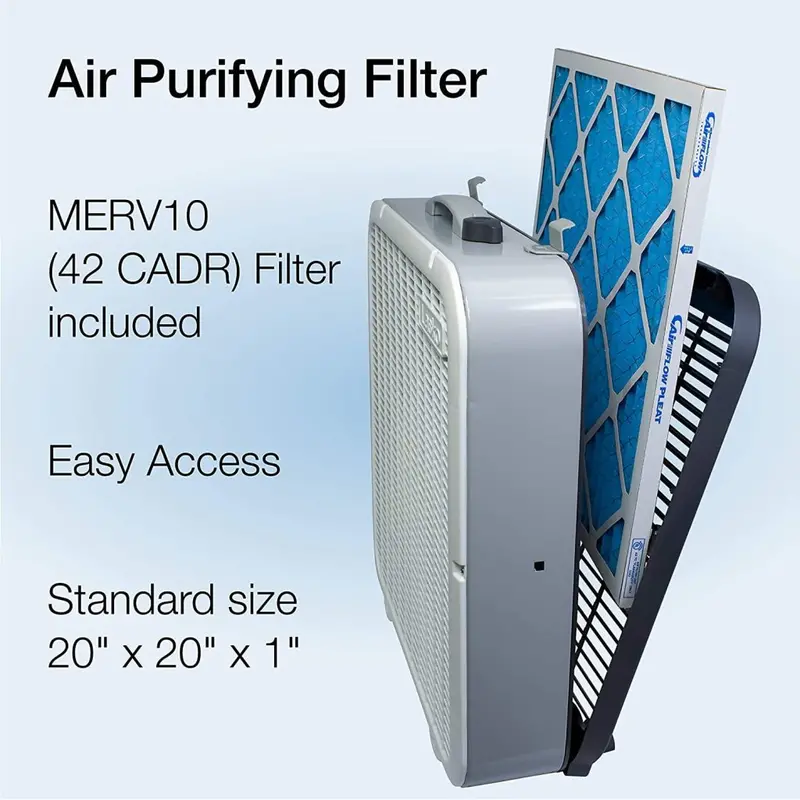 Lasko FF305 Dual-Function Fan – 20" Oscillating Box Fan & Air Purifier, 3-Speed White Model