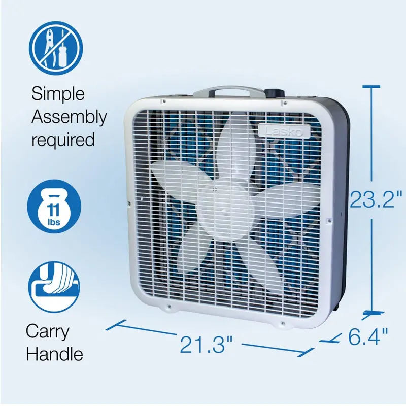 Lasko FF305 Dual-Function Fan – 20" Oscillating Box Fan & Air Purifier, 3-Speed White Model